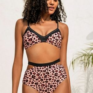 NWT Cupshe Leopard High waisted Bikini sz M